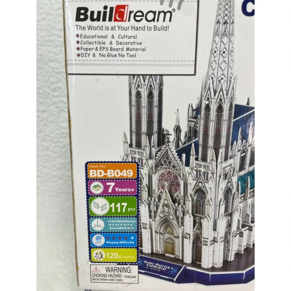 Buildream 3D Puzzle‎ BD-B049 St. Patrick's Cathedral New in Box